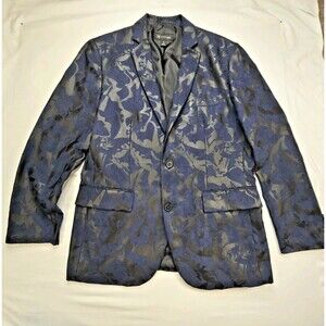 INC International Concepts Slim Fit Blue Black Abstract Blazer Men’s L